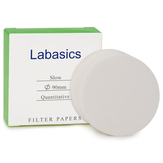 Quantitative Filter Paper, Slow Filtration Speed, 100 Pack, 70-90 mm Diameter