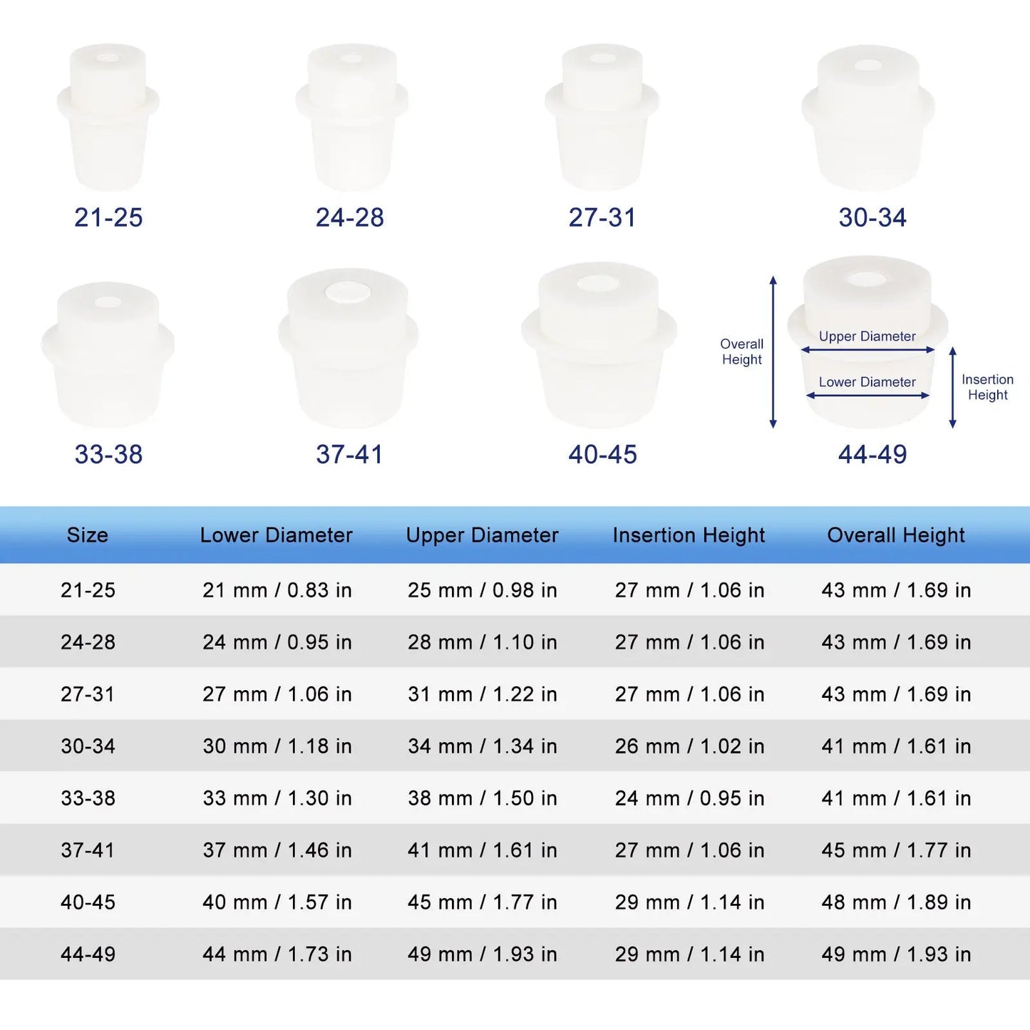 Silicone Stopper, with Detachable Glass Frit, 3/5 Pack Labasics