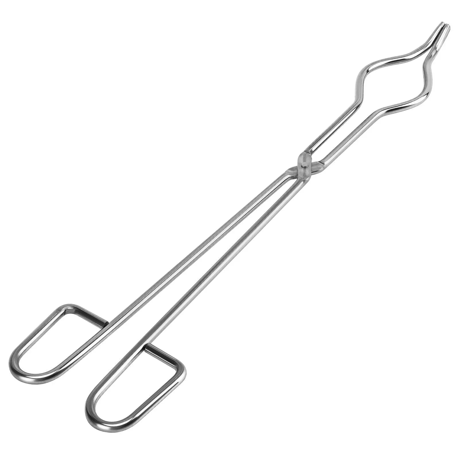 Stainless steel crucible tongs, 40 cm (15.75 inch) length, heat-resistant and corrosion-resistant metal construction, for securely handling hot crucibles, evaporating dishes, and high-temperature lab materials