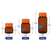 Amber Media Storage Bottles in 250 mL, 500 mL, and 1000 mL Capacities