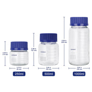 Transparent Media Storage Bottles with GL80 Blue Screw Cap, Soda-Lime Glass, 250-1000 mL Labasics