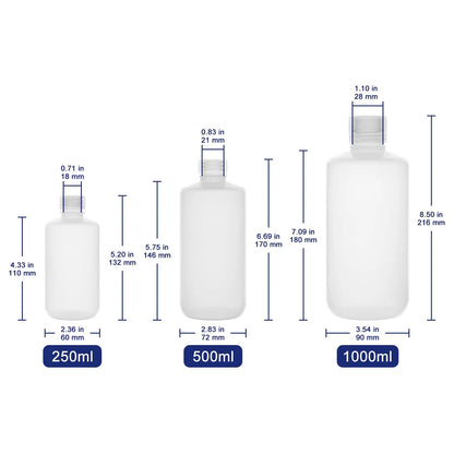 Transparent Narrow-Mouth Media Storage Bottles, Polypropylene, 250-1000 ml Labasics