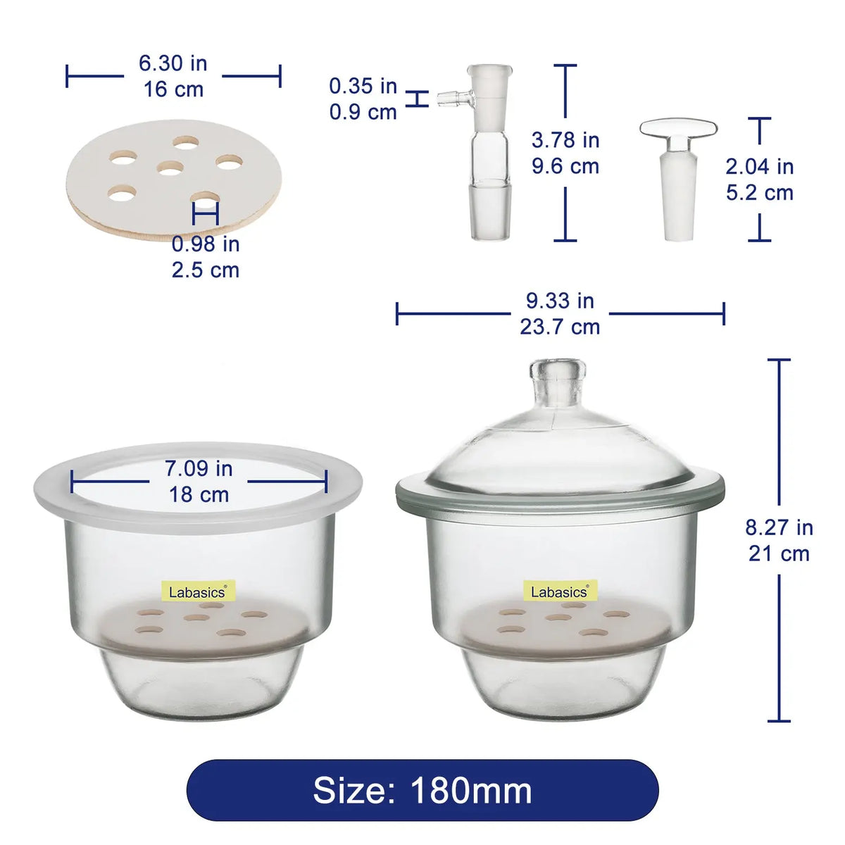Glass Lab Vacuum Desiccator, 24/29 Joint Labasics