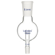 Glass rotary evaporator bump trap, 100 ml, borosilicate, 24/40 and 14/20 joints, for laboratory evaporation experiments