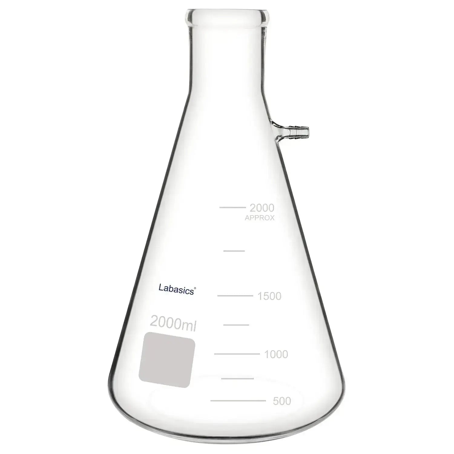 Narrow mouth filtering flask, 2000 mL (2 L), borosilicate glass, large capacity, for laboratory filtration processes