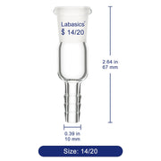 Glass Vacuum Inlet Adapter, 8mm (0.31inch) hose connection Labasics