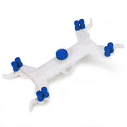 Plastic double burette clamp, ABS construction, adjustable butterfly spring mechanism, rubber grip handles, secure support for burettes during titration experiments