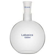 Flat bottom flask, 1000 mL (1 L), borosilicate glass, 24/40 joint, stable base design for large-scale mixing and reactions