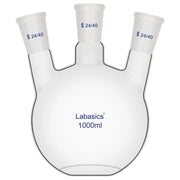1000 mL 3-neck flat bottom flask, borosilicate glass, 24/40 joints, large-capacity vessel for synthesis and laboratory process workflows