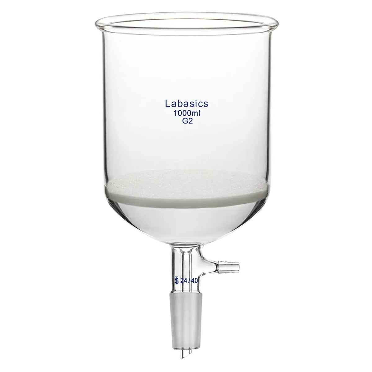 Büchner funnel, 1000 mL (1 L), medium frit glass, 24/40 joint, borosilicate material, for large-volume vacuum filtration