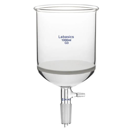 Büchner funnel, 1000 mL (1 L), fine frit glass, 24/40 joint, borosilicate construction, for large-volume laboratory vacuum filtration
