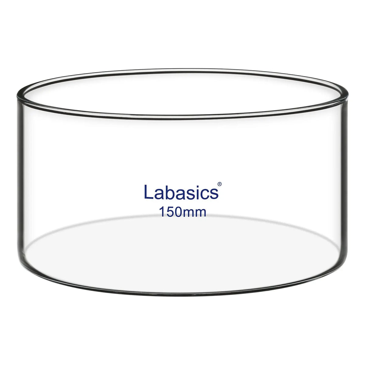 Crystallizing dish, 1000 mL (1 L), borosilicate glass, flat bottom, no spout, for large-volume evaporation and crystallization in lab use