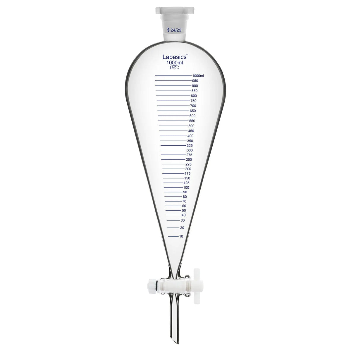 1000 mL conical separatory funnel designed for large-volume phase separation and chemical extraction in laboratory workflows