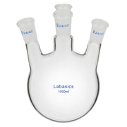 000 ml 4-neck angled round bottom flask, durable borosilicate glass, 24/40 joints, uniform thickness, ideal for laboratory chemical experiments