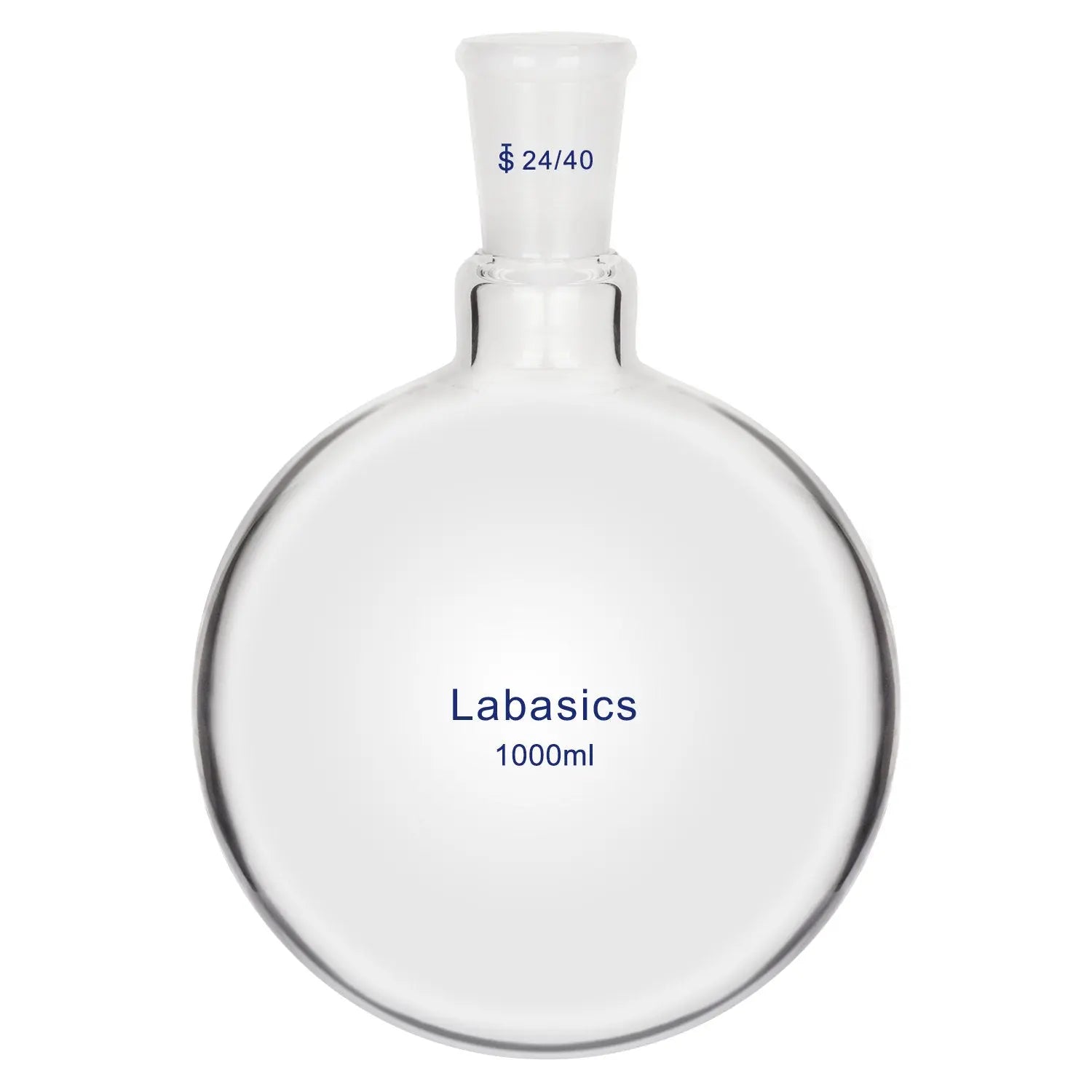 Short neck round bottom flask, 1000 mL (1 L), borosilicate glass, 24/40 joint, heavy wall, for distillation and reaction processes