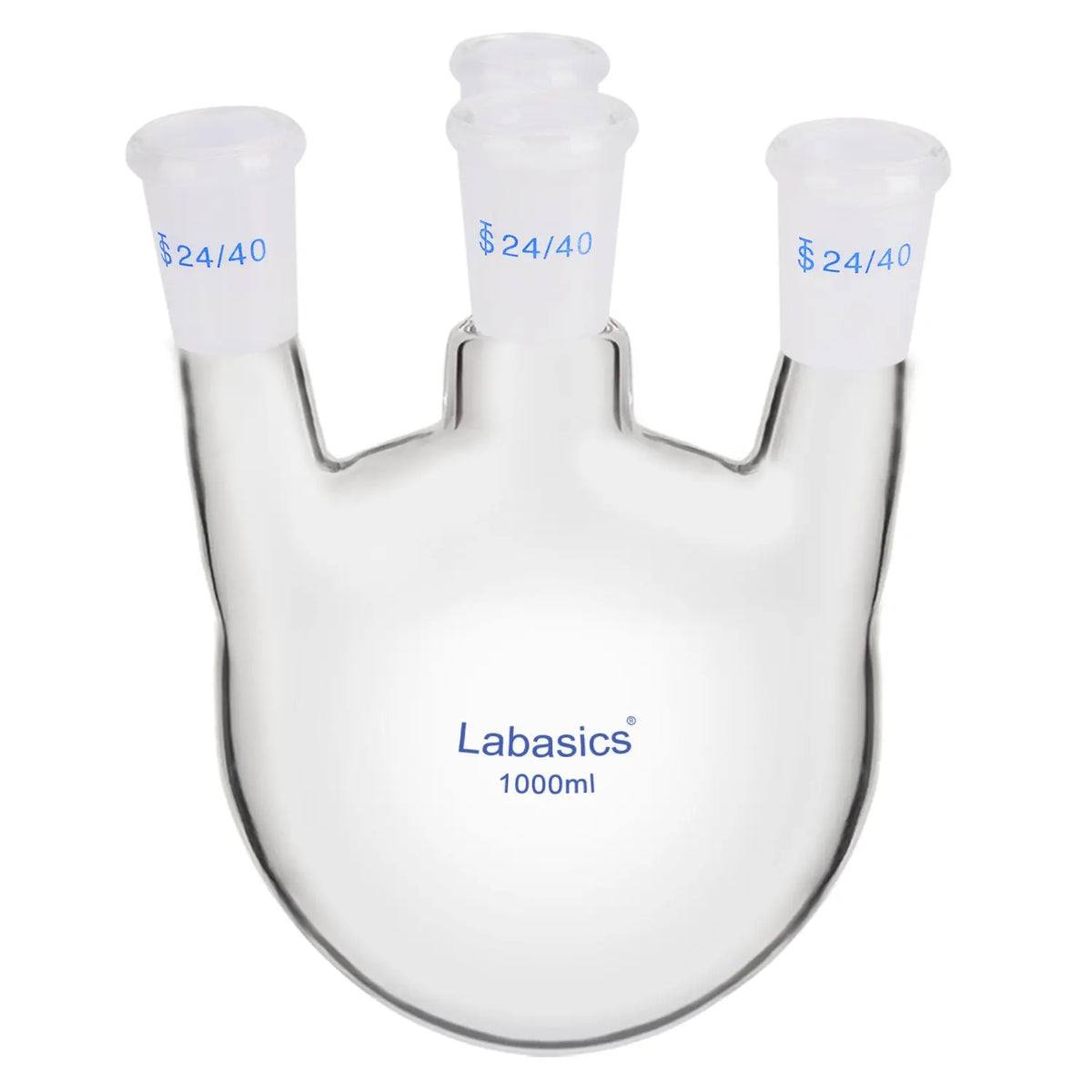 1000 ml 4-neck round bottom flask, borosilicate glass, straight neck, 24/40 joints for lab synthesis setup
