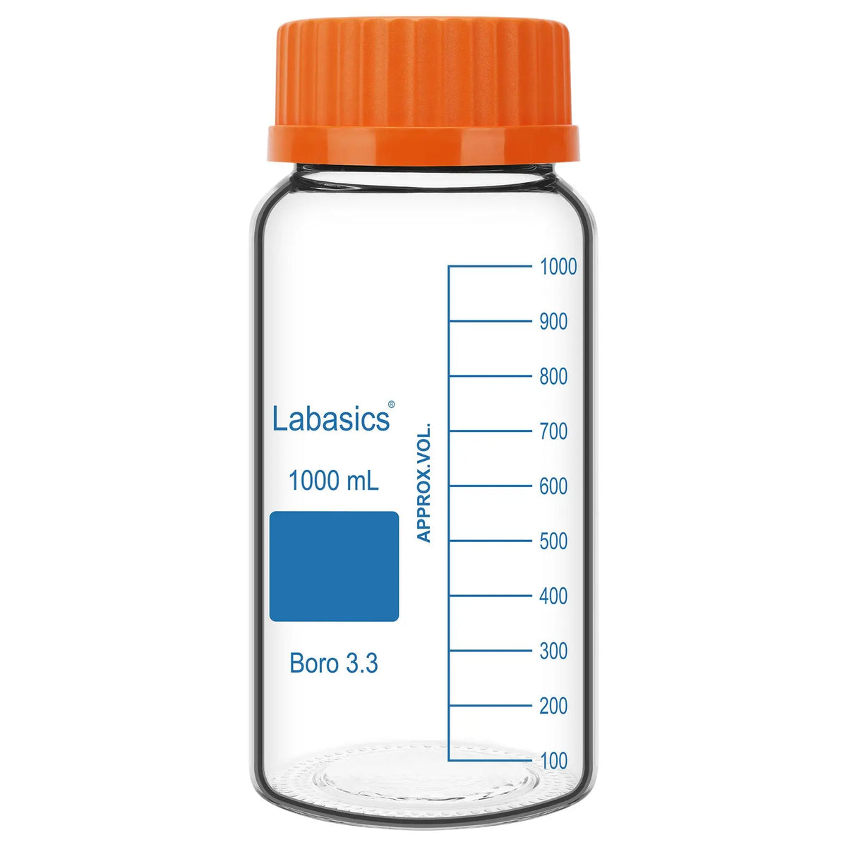 Borosilicate Glass Media Storage Bottle with GL80 Screw Cap 1000 mL