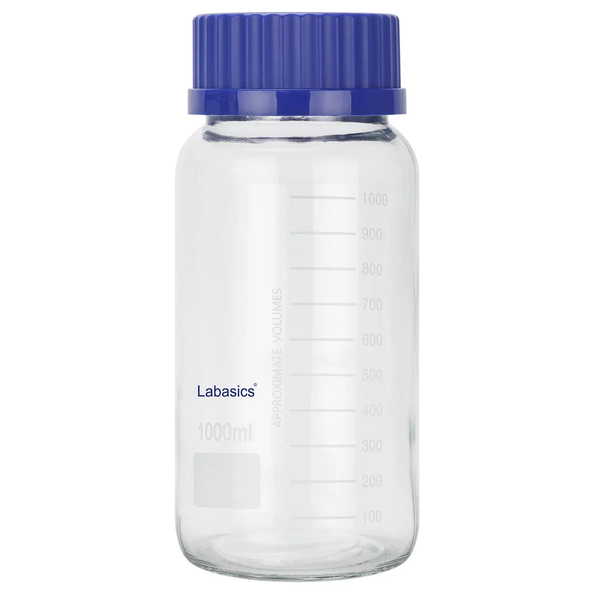 1000 mL GL80 soda-lime glass storage bottle with screw cap designed for bulk laboratory liquid and solid sample storage