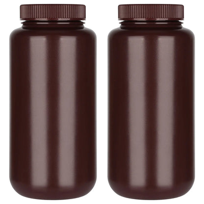 HDPE wide mouth amber reagent bottle, 1000 mL, with screw cap