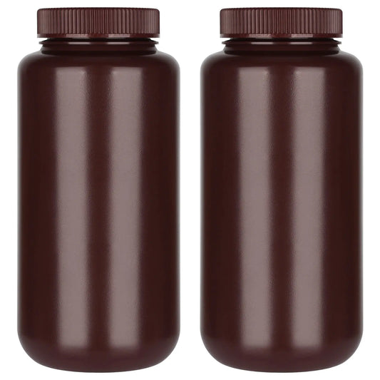 HDPE wide mouth amber reagent bottle, 1000 mL, with screw cap