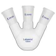 100 mL 3-neck flat bottom flask, borosilicate construction, 24/40 joints, stable base for laboratory distillation and controlled reactions