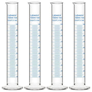 Measuring cylinder, 100 mL, borosilicate glass, easy-to-read metric scale, for laboratory measurement and solution preparation; 4-pack