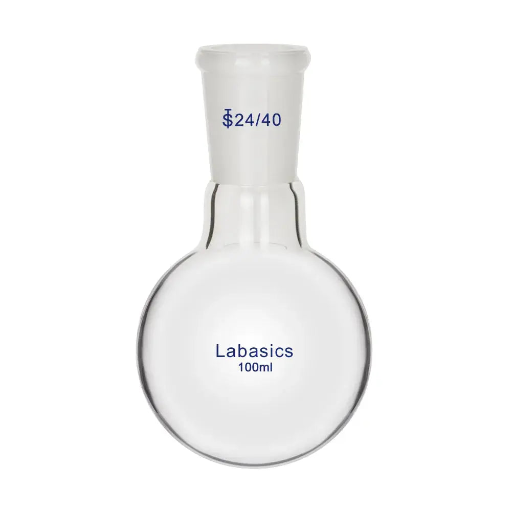 Round bottom flask, 100 mL, single neck, 24/40 standard joint, borosilicate glass for laboratory mixing and heating