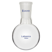 Round bottom flask short neck, 100 mL, 24/40 joint, borosilicate glass, acid-resistant for laboratory mixing and heating