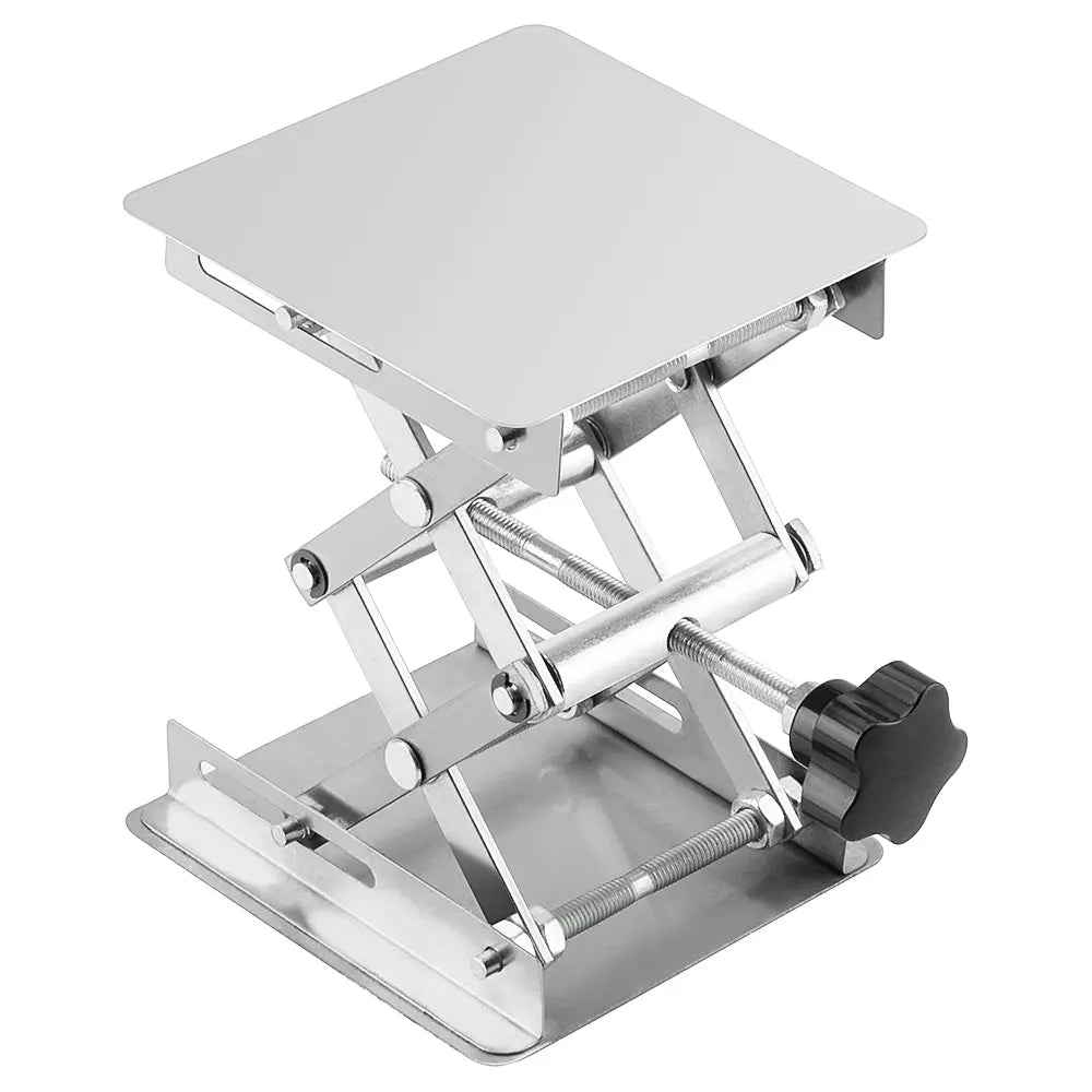 100x100 mm stainless steel scissor jack with 5 kg load capacity for small laboratory apparatus lifting