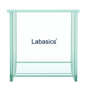 Square TLC developing tank, 11.8×6.8×12.3 cm, dual solvent chambers, borosilicate glass, ground glass lid, simultaneous dual-plate development for lab and quality testing