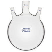 10000 ml heavy duty 3-neck boiling flask featuring 45/50 center and 24/40 side ground joints.