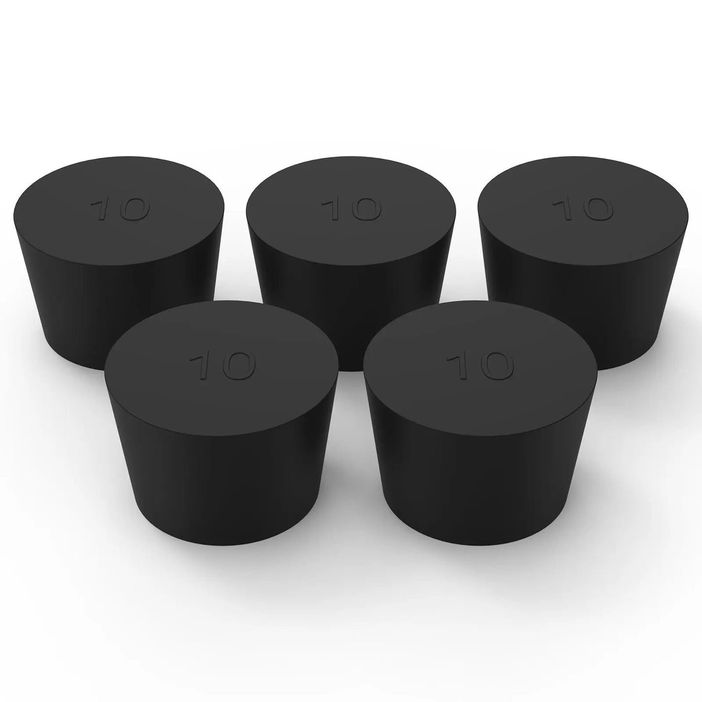Rubber Stopper, Conical Solid, Black, 5/10 Pack Labasics