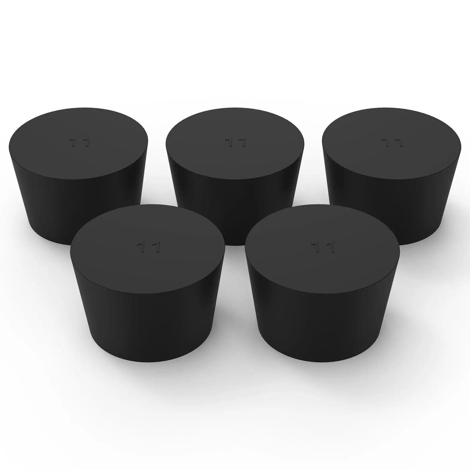 Rubber Stopper, Conical Solid, Black, 5/10 Pack Labasics