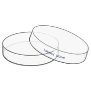 Glass petri dish with lid, 120 mm diameter, transparent borosilicate glass, autoclavable, for sample storage and laboratory experiments