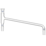 75° bent borosilicate glass distilling adapter, 14/20 joint, connects distilling column to vertical condenser for lab experiments