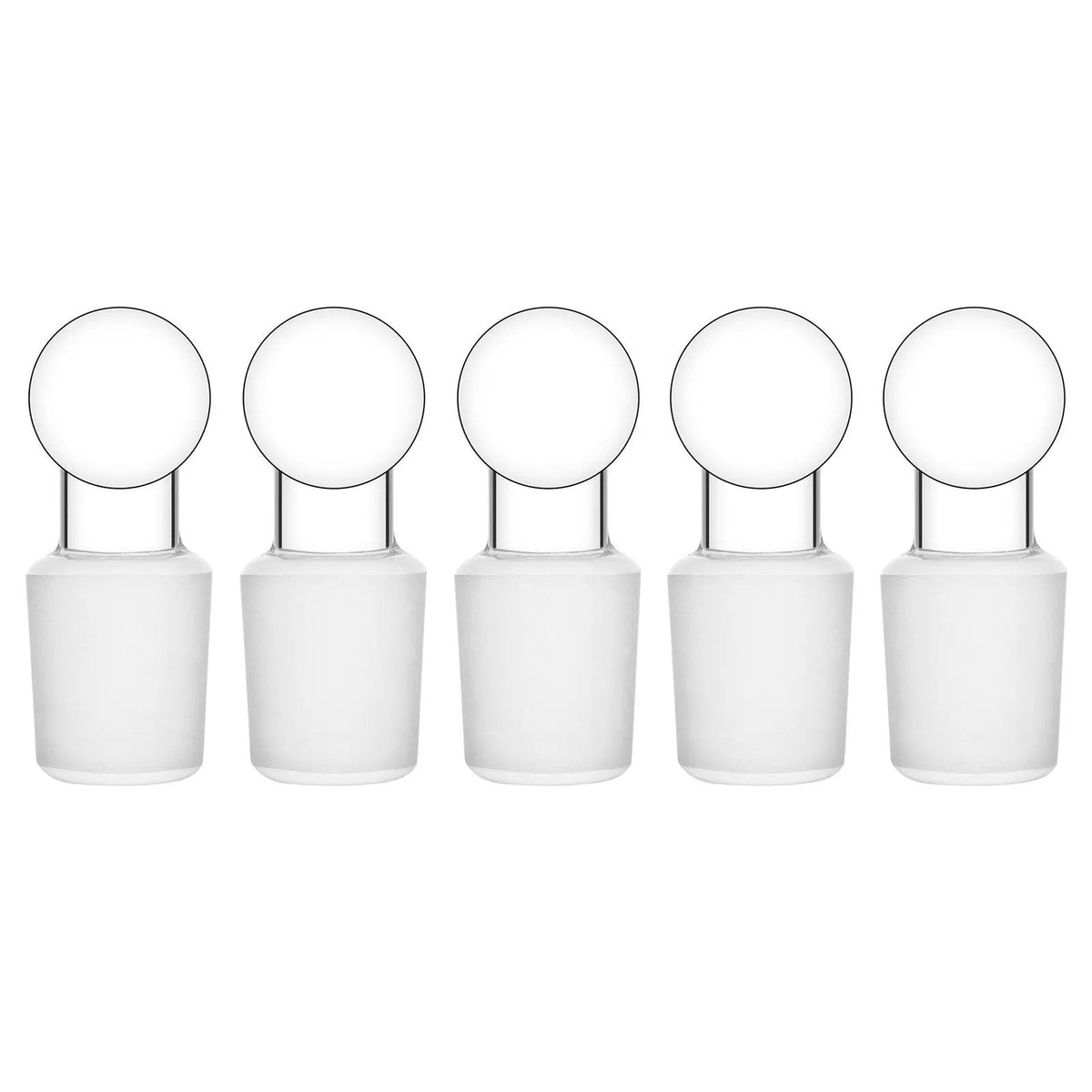 Glass solid stopper, penny head, 14/20 joint size, borosilicate lab plug, 5 pack