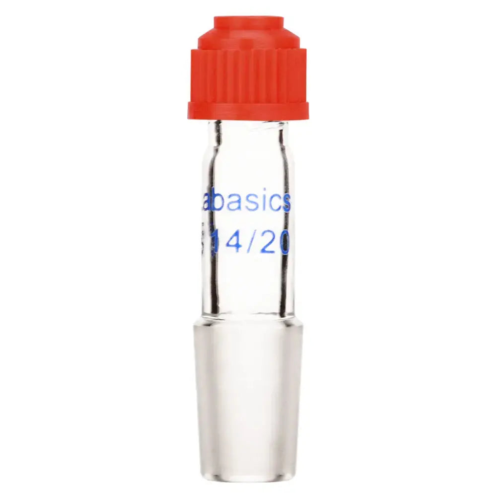 80mm borosilicate glass thermometer inlet adapter, 14/20 joint, includes compression cap for secure lab connections