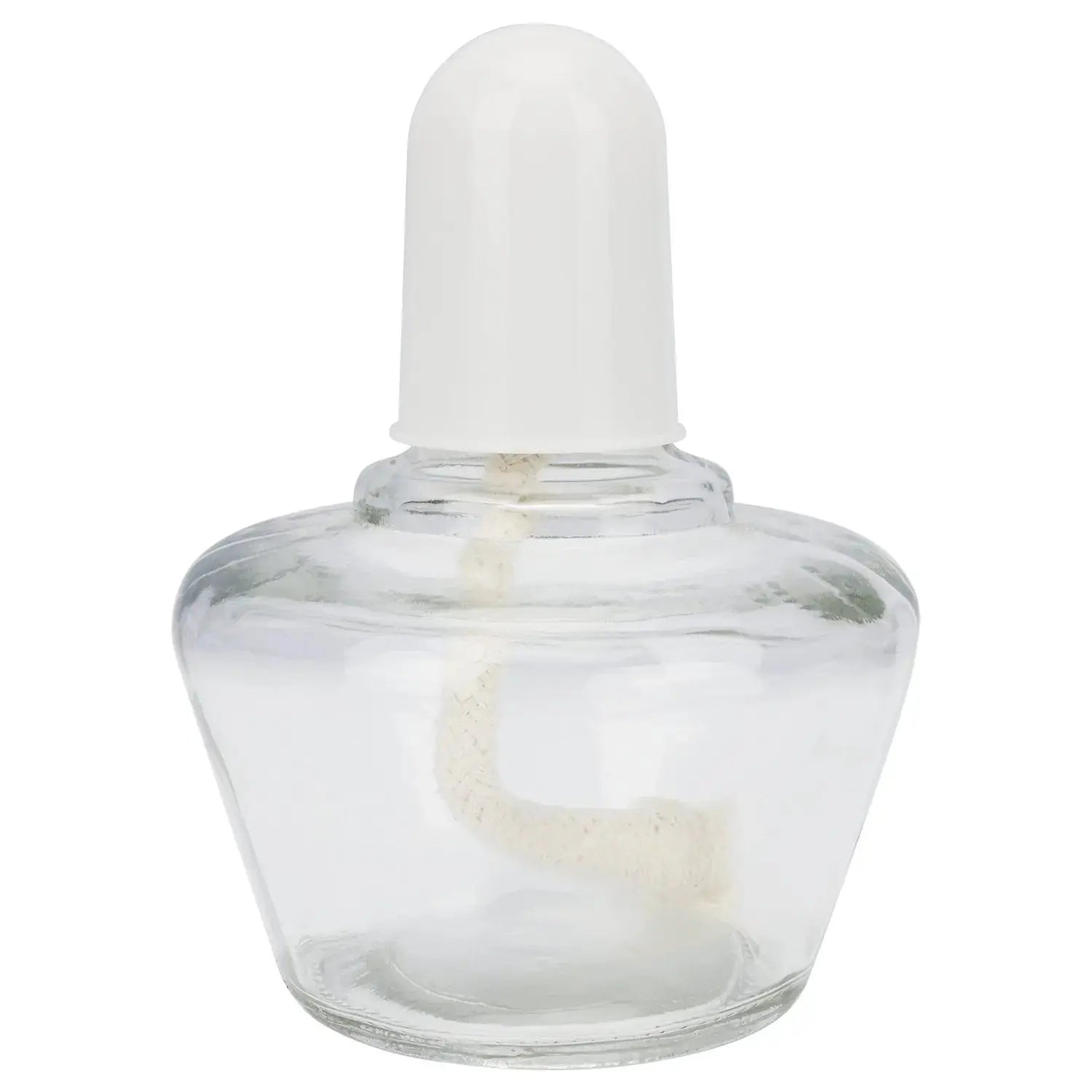 Compact 150 ml alcohol lamp with clear borosilicate glass, ideal for small-scale laboratory heating and precise alcohol level visibility