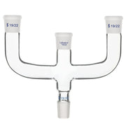 4-way Claisen distillation adapter, 19/22 ground joints, high-borosilicate glass, four-way connection, stable structure for distillation and reflux assemblies