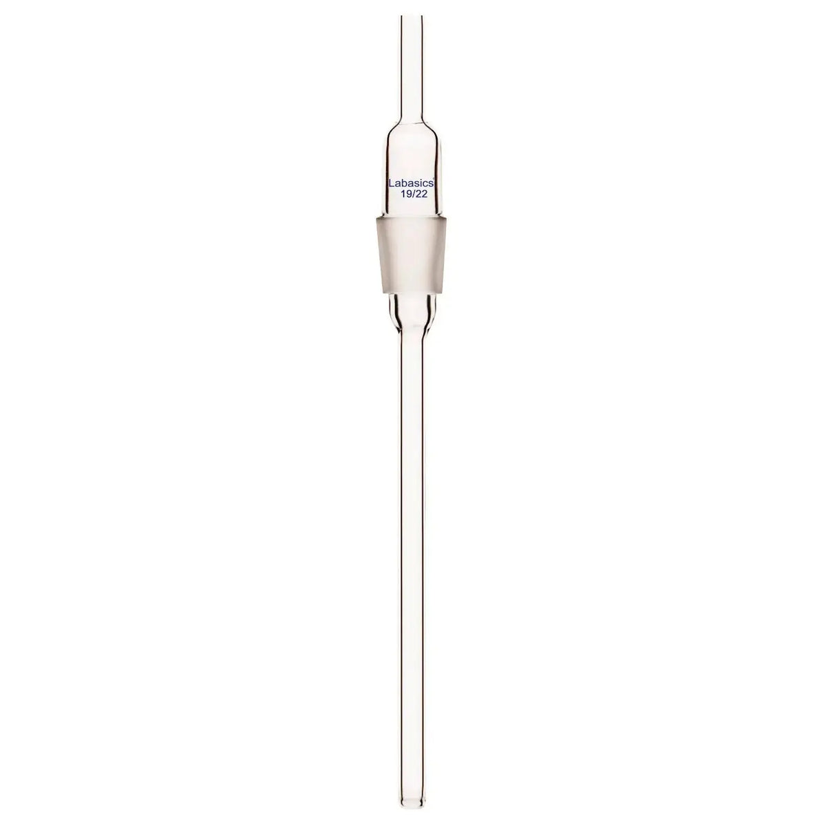 Labasics 8mm OD drip tube extended adapter, heavy-duty borosilicate glass, resistant to heat and chemicals for lab applications