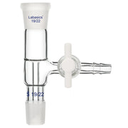 Labasics vacuum take-off adapter, 19/22 joint with side hose PTFE stopcock, chemical- and heat-resistant for distillation and lab experiments
