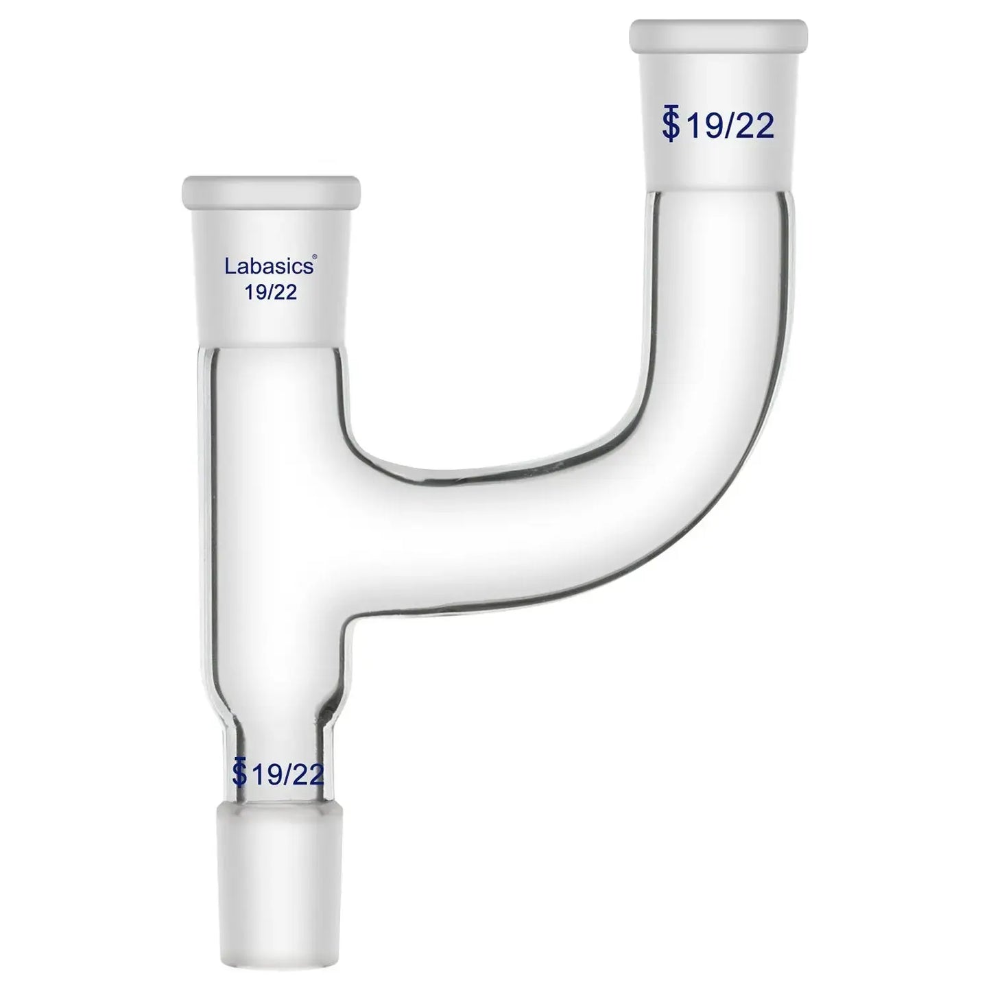 3-way Claisen distillation adapter, 19/22 ground joints, high-borosilicate glass, three-way connection, leak-resistant structure for stable distillation assemblies