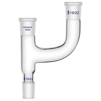 3-way Claisen distillation adapter, 19/22 ground joints, high-borosilicate glass, three-way connection, leak-resistant structure for stable distillation assemblies