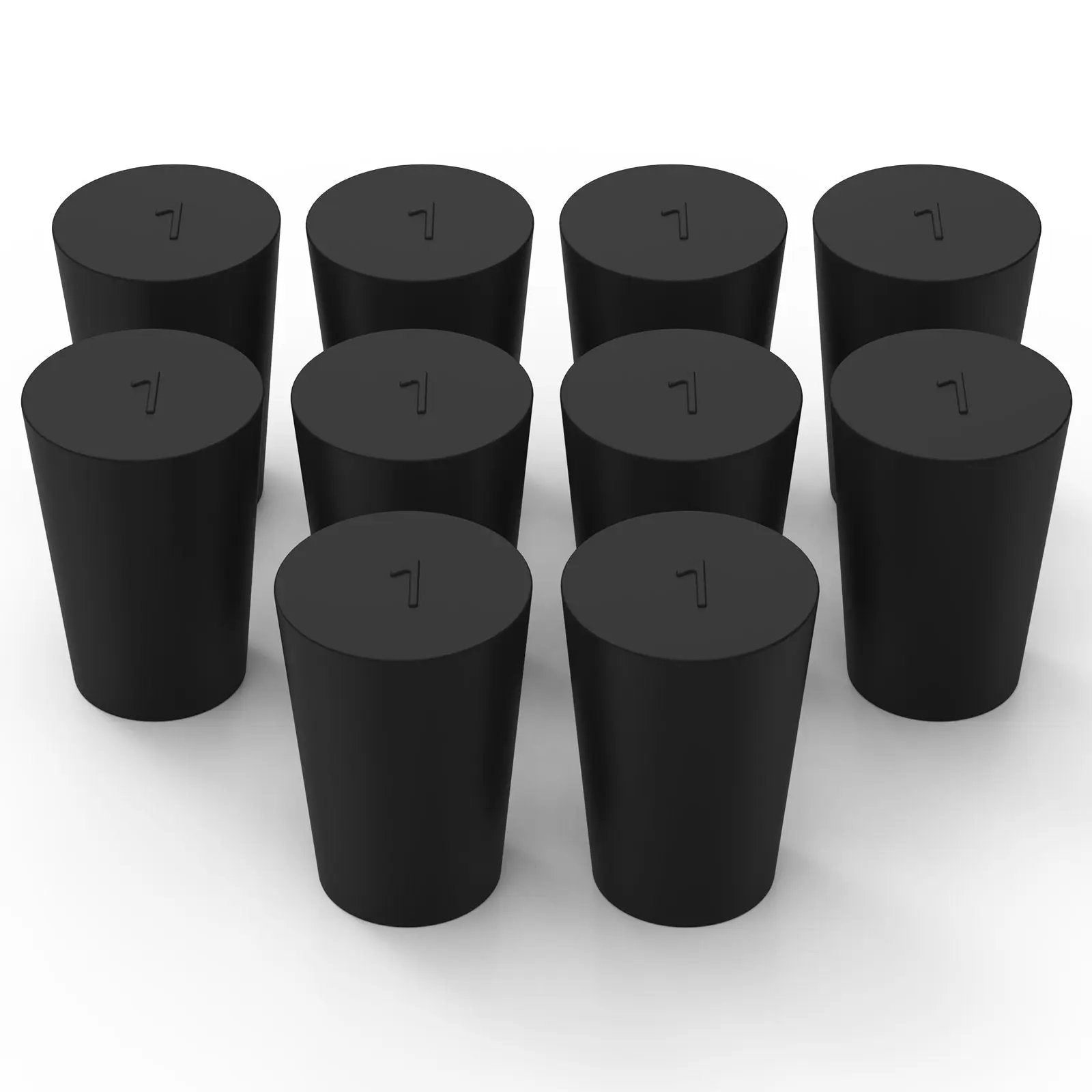 Rubber Stopper, Conical Solid, Black, 5/10 Pack Labasics