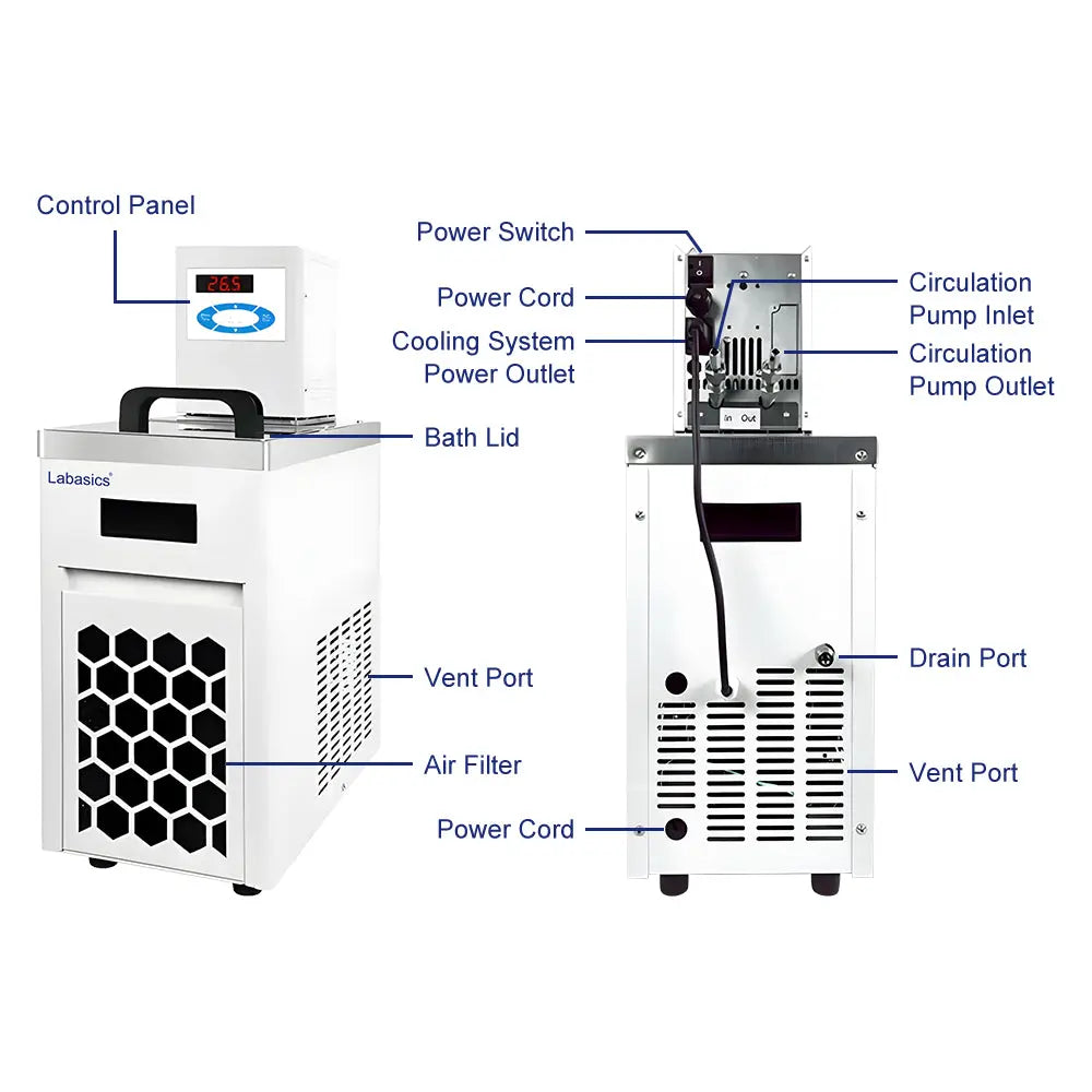 Vertical High-Low Temp Bath with I/E Circulation and Digital Chiller Pump Labasics
