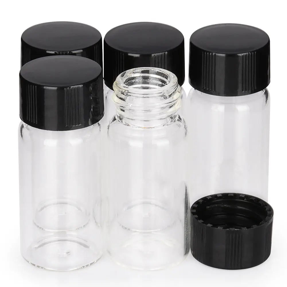 Clear Glass Sample Vials with Screw Cap, Liquid Sampling Bottle Reagent Bottle with Cap Closure, 10ml / 0.3 oz. Pack of 10