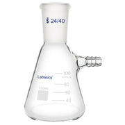 Filtering flask, 100 mL, 24/40 joint, thick-walled borosilicate glass, vacuum filtration flask for laboratory use
