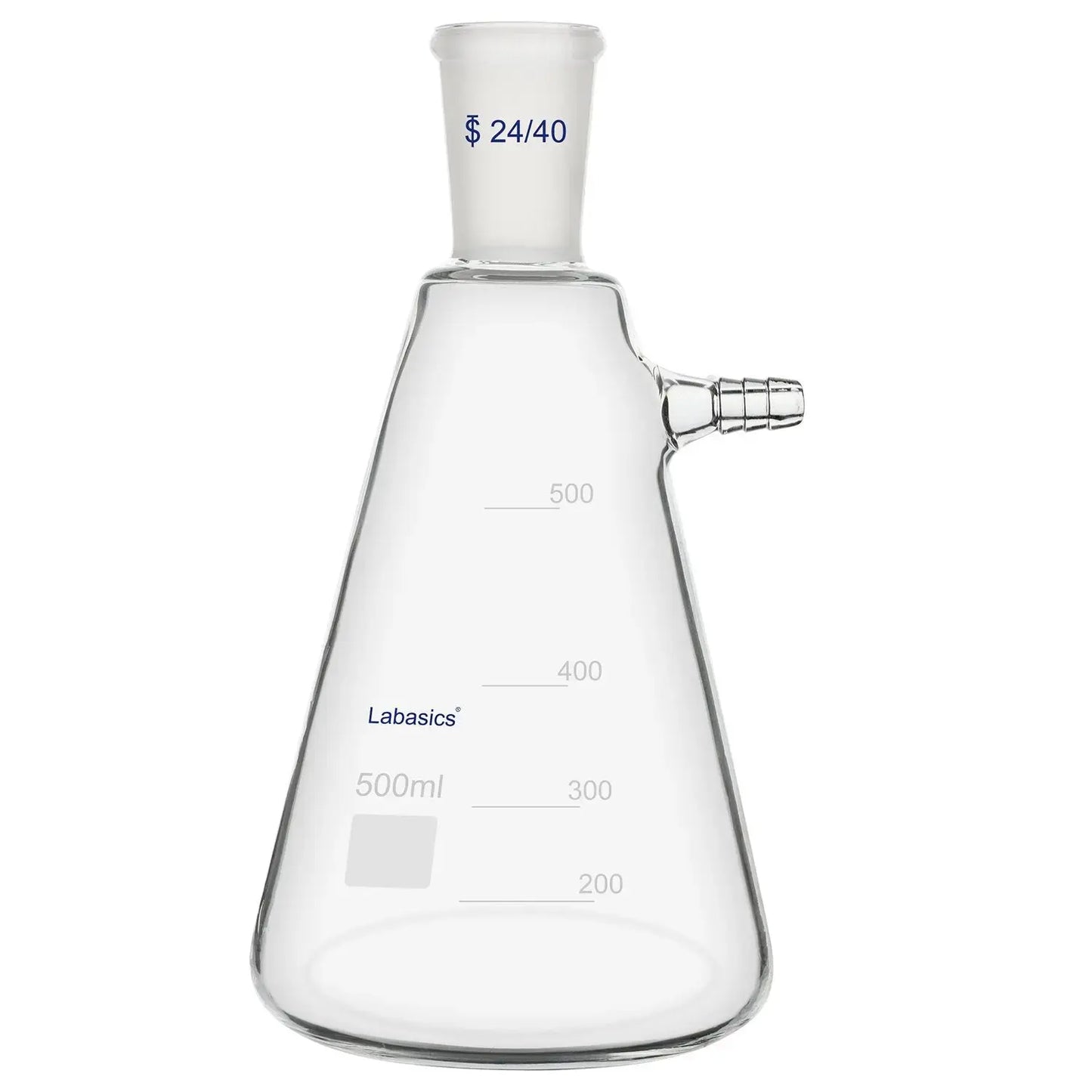 Filtering flask, 500 mL, 24/40 joint, borosilicate construction, thick wall design for laboratory vacuum filtration
