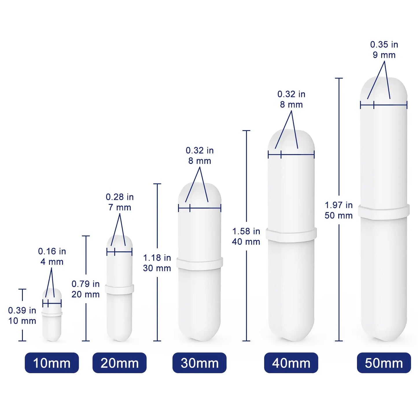 Magnetic Stir Bar Set, Model B, 5PK, 10-50mm Labasics
