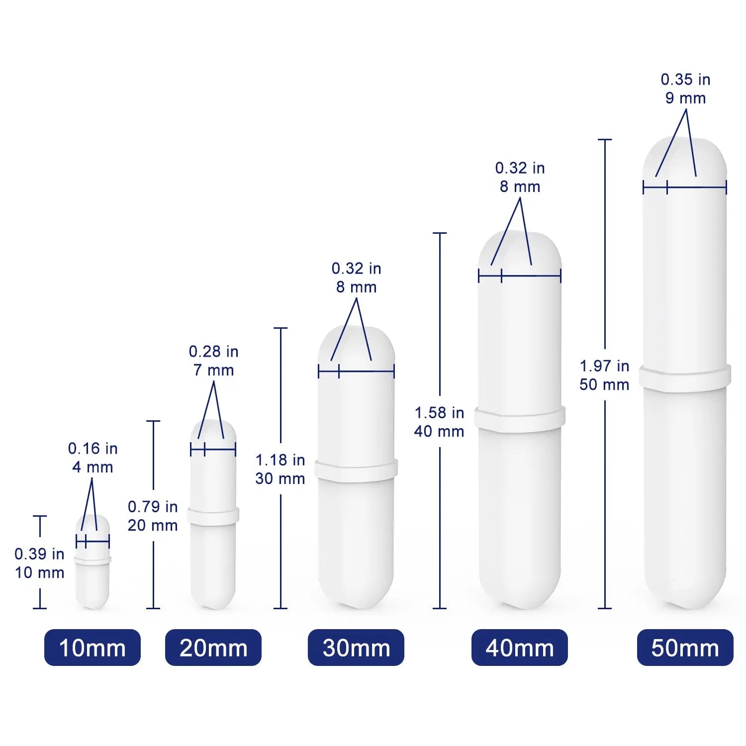 Magnetic Stir Bar Set, Model B, 5PK, 10-50mm Labasics